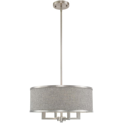 Nickel Four Light Metal Dimmable Chandelier With Shades HomeRoots