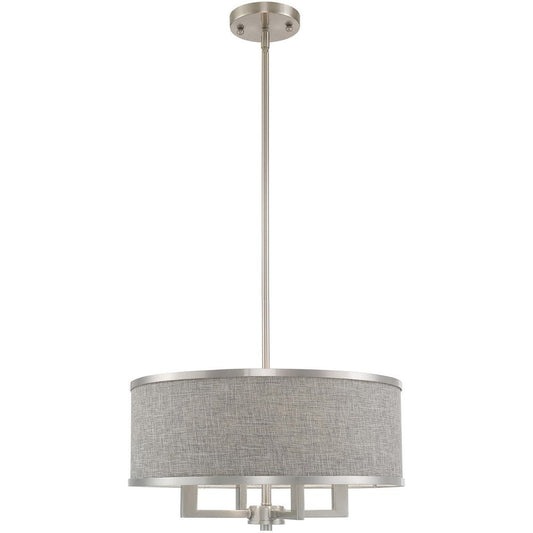 Nickel Four Light Metal Dimmable Chandelier With Shades HomeRoots