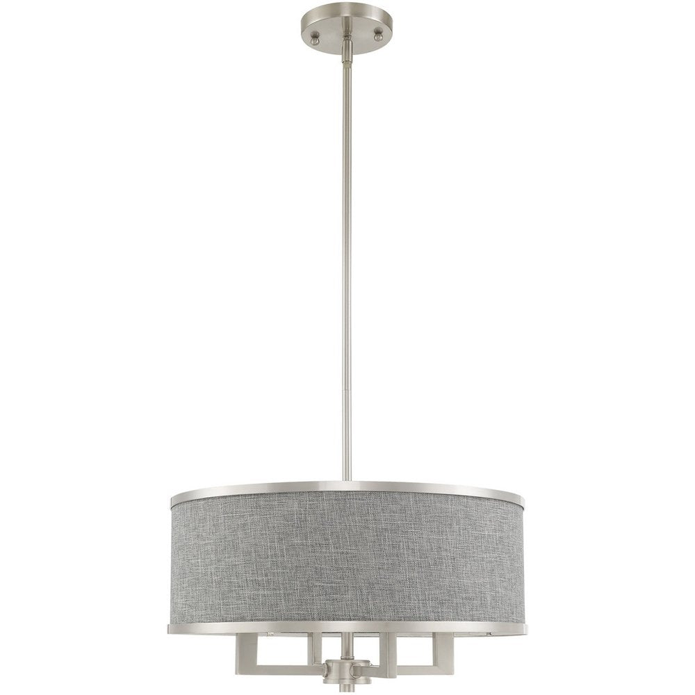 Nickel Four Light Metal Dimmable Chandelier With Shades HomeRoots