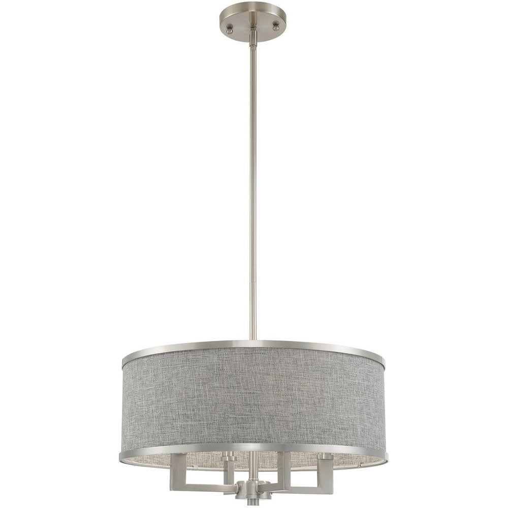 Nickel Four Light Metal Dimmable Chandelier With Shades HomeRoots