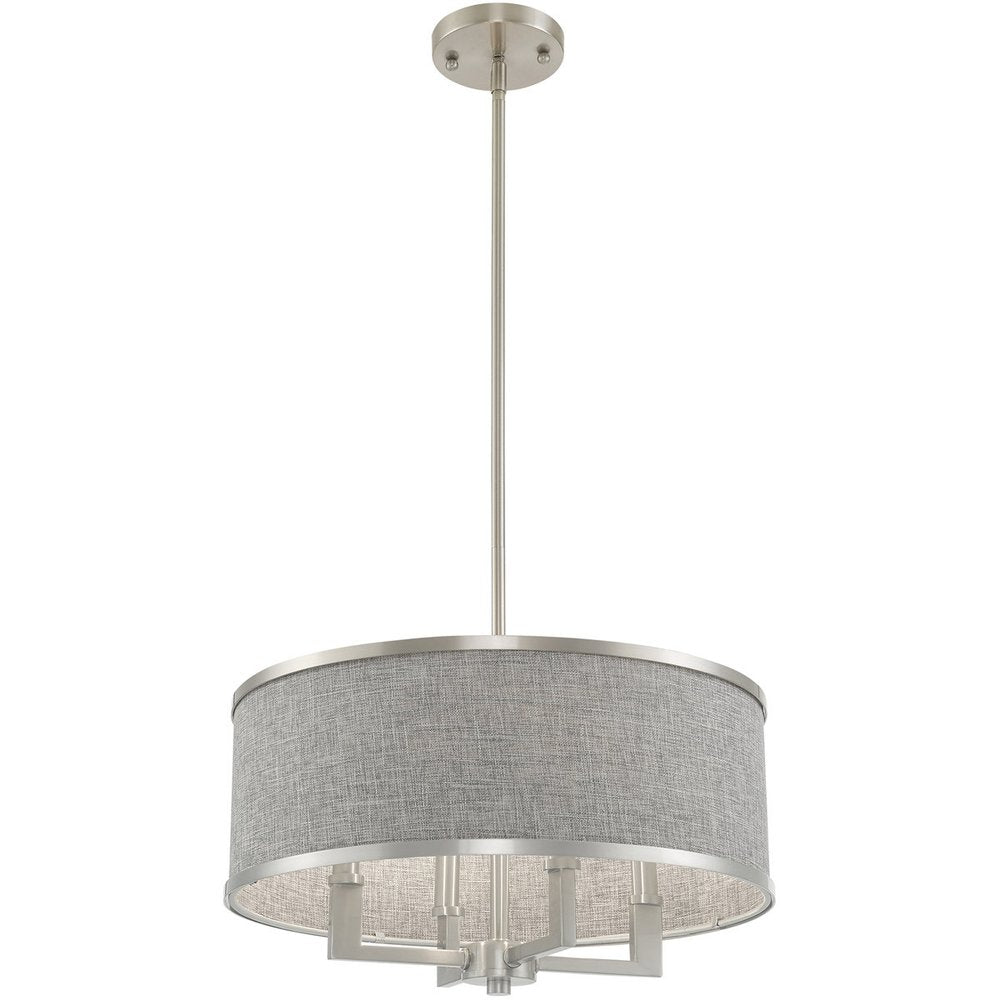Nickel Four Light Metal Dimmable Chandelier With Shades HomeRoots