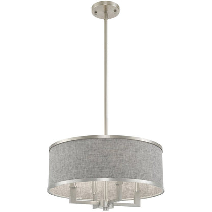 Nickel Four Light Metal Dimmable Chandelier With Shades HomeRoots