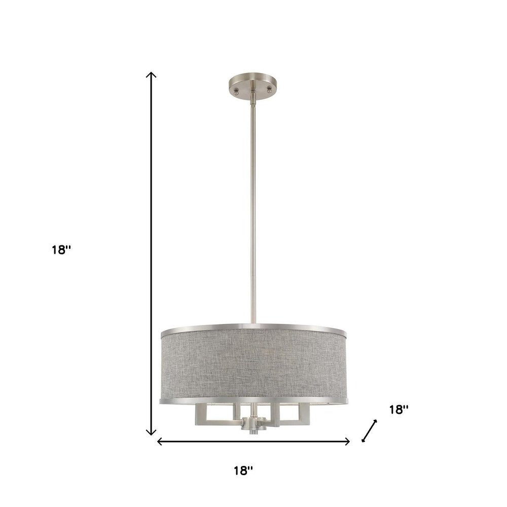 Nickel Four Light Metal Dimmable Chandelier With Shades HomeRoots