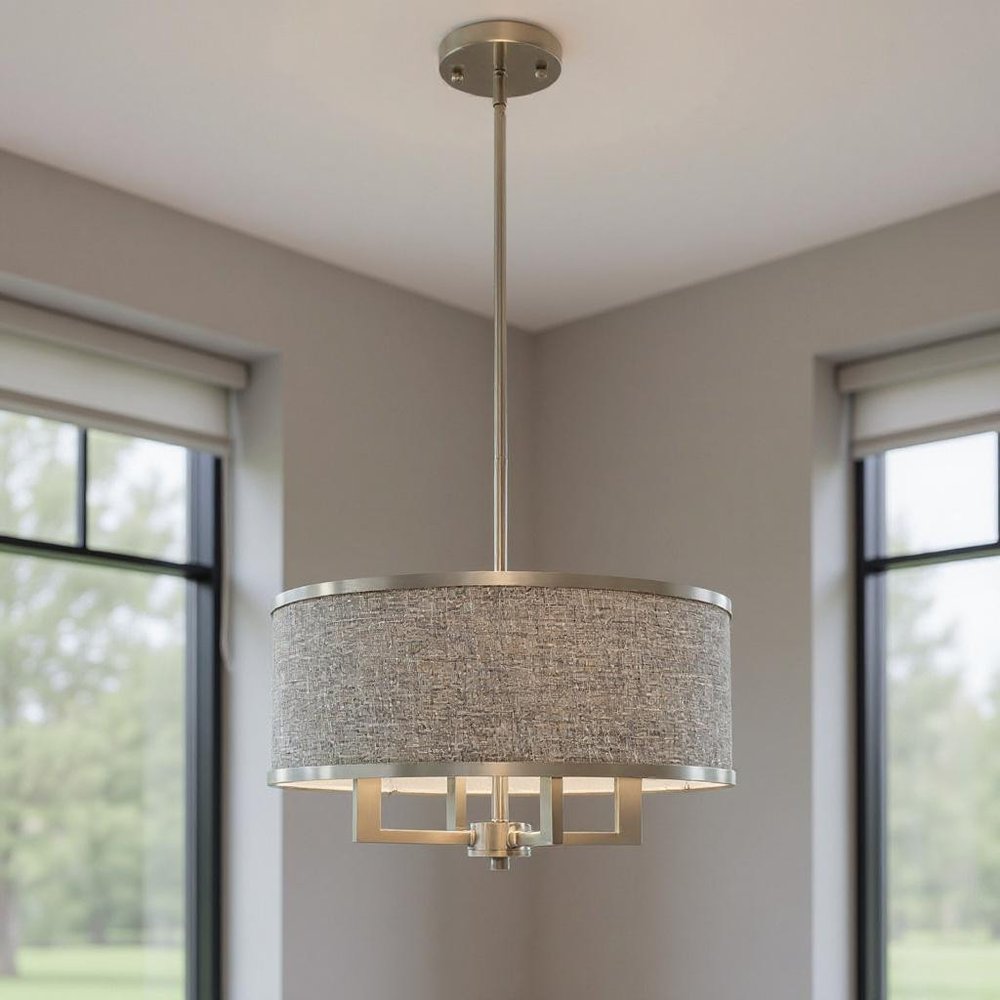 Nickel Four Light Metal Dimmable Chandelier With Shades HomeRoots