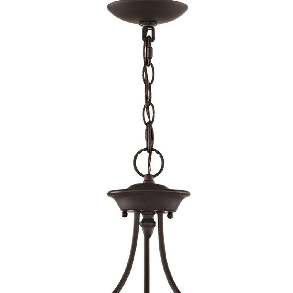 Bronze Three Light Metal Dimmable Chandelier With Shades HomeRoots