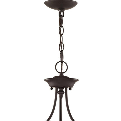 Bronze Three Light Metal Dimmable Chandelier With Shades HomeRoots