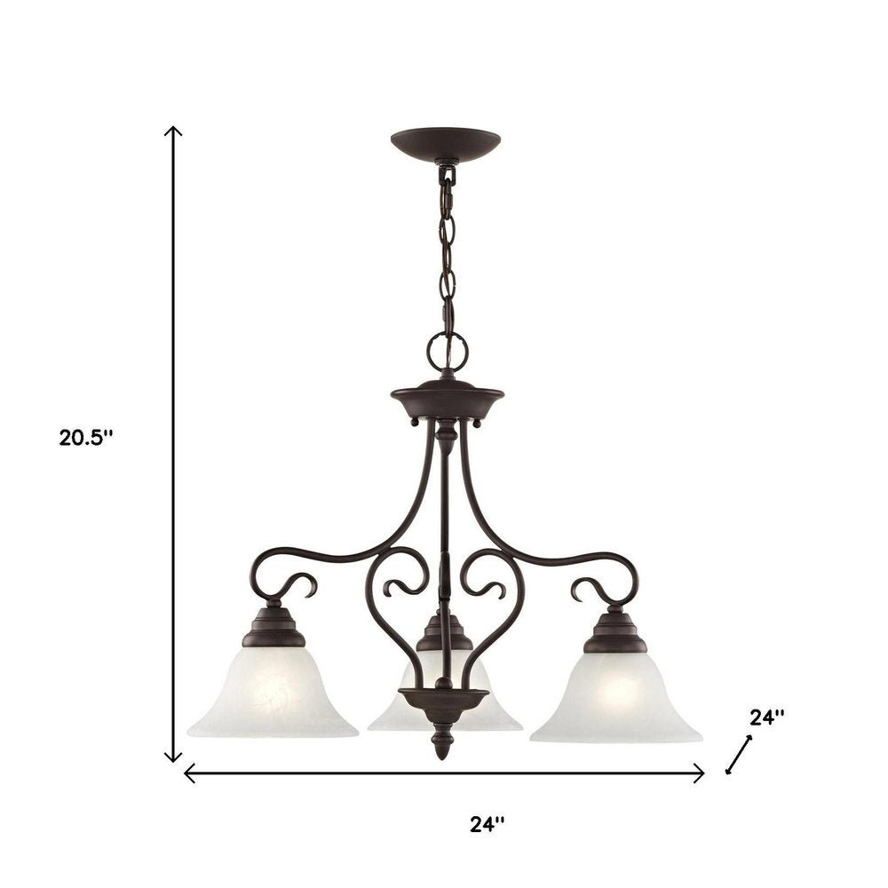 Bronze Three Light Metal Dimmable Chandelier With Shades HomeRoots