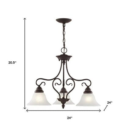 Bronze Three Light Metal Dimmable Chandelier With Shades HomeRoots
