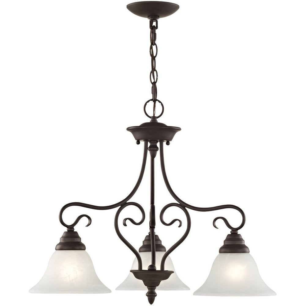 Bronze Three Light Metal Dimmable Chandelier With Shades HomeRoots