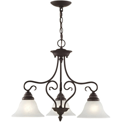 Bronze Three Light Metal Dimmable Chandelier With Shades HomeRoots