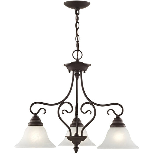 Bronze Three Light Metal Dimmable Chandelier With Shades HomeRoots