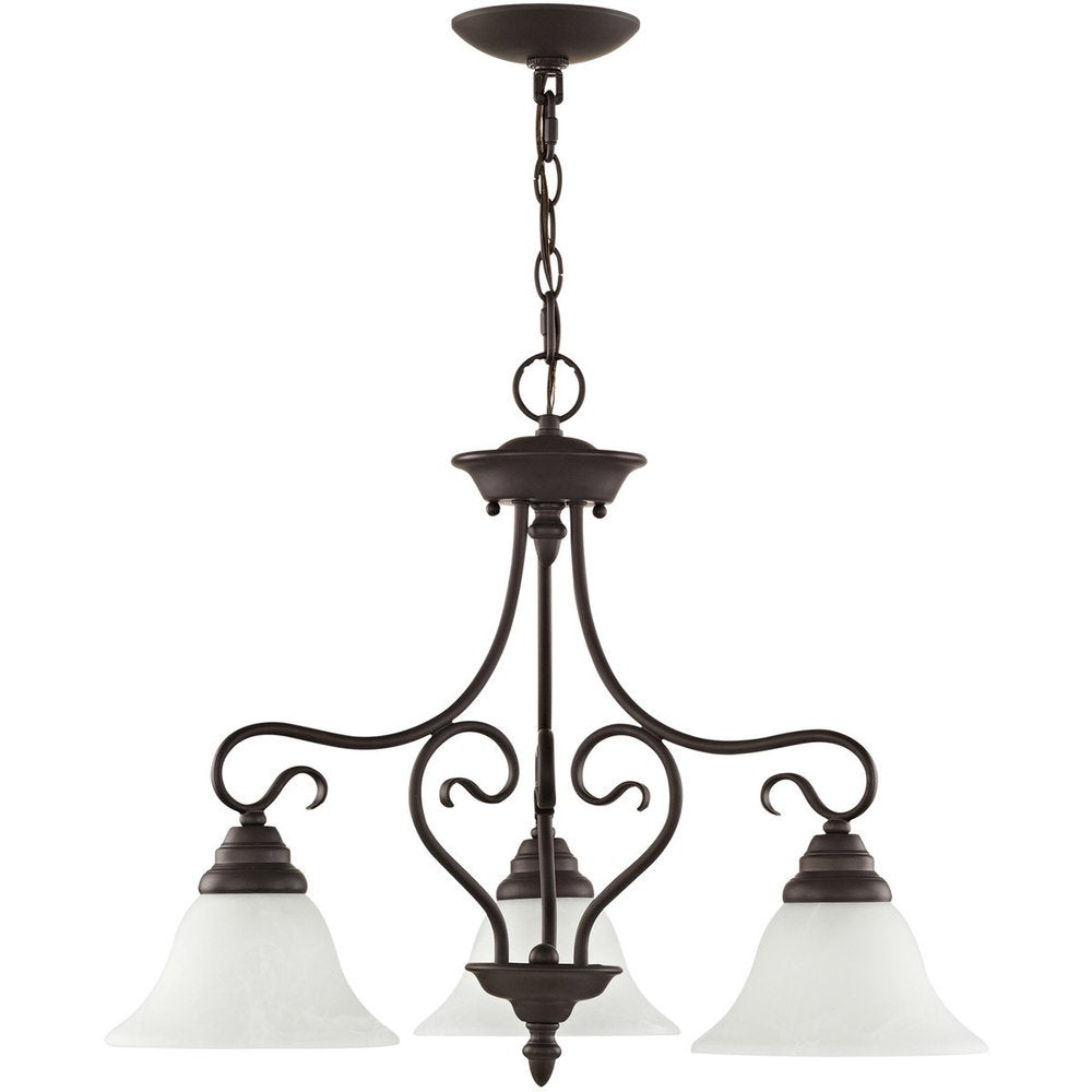 Bronze Three Light Metal Dimmable Chandelier With Shades HomeRoots