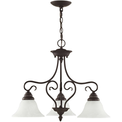 Bronze Three Light Metal Dimmable Chandelier With Shades HomeRoots