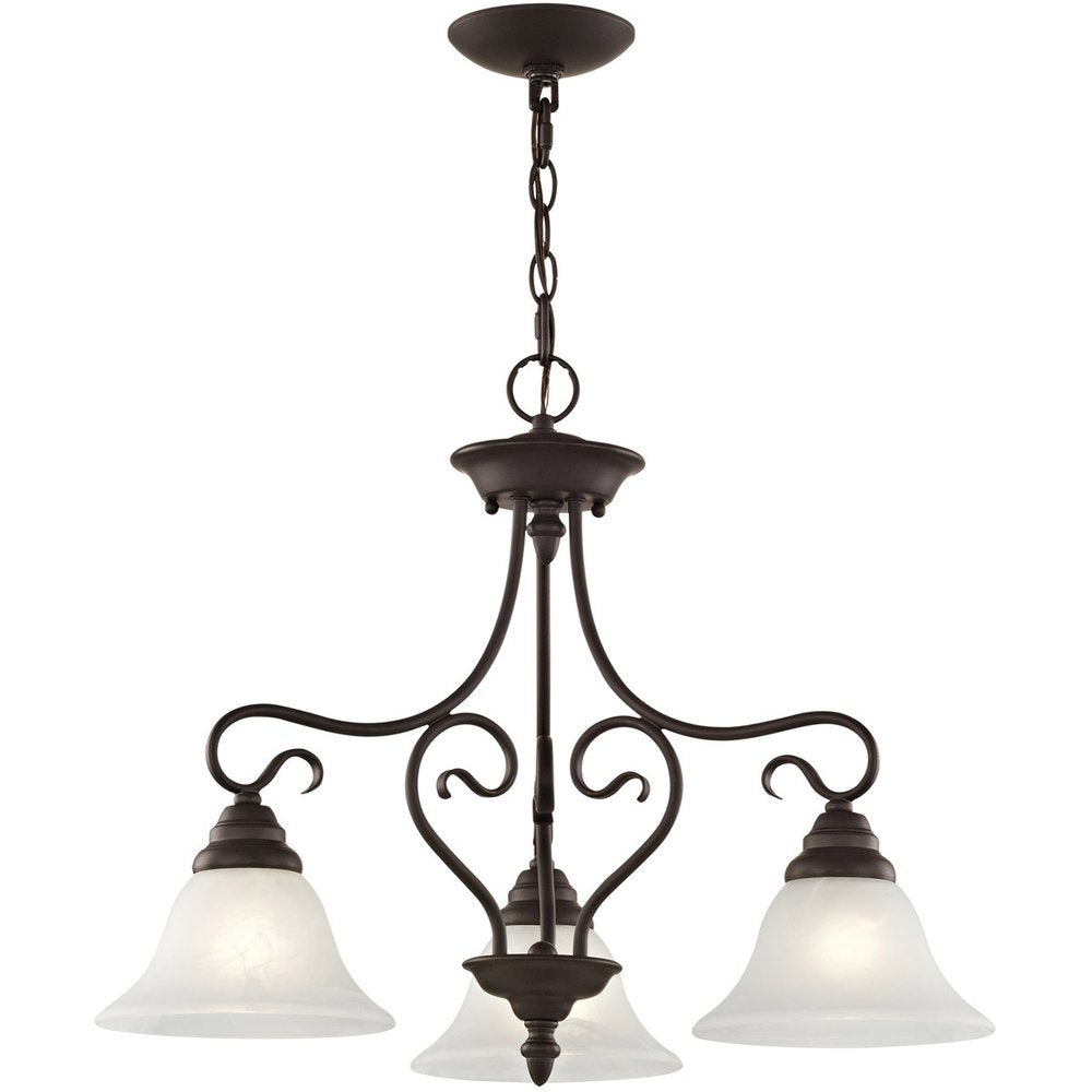 Bronze Three Light Metal Dimmable Chandelier With Shades HomeRoots