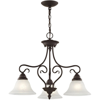Bronze Three Light Metal Dimmable Chandelier With Shades HomeRoots
