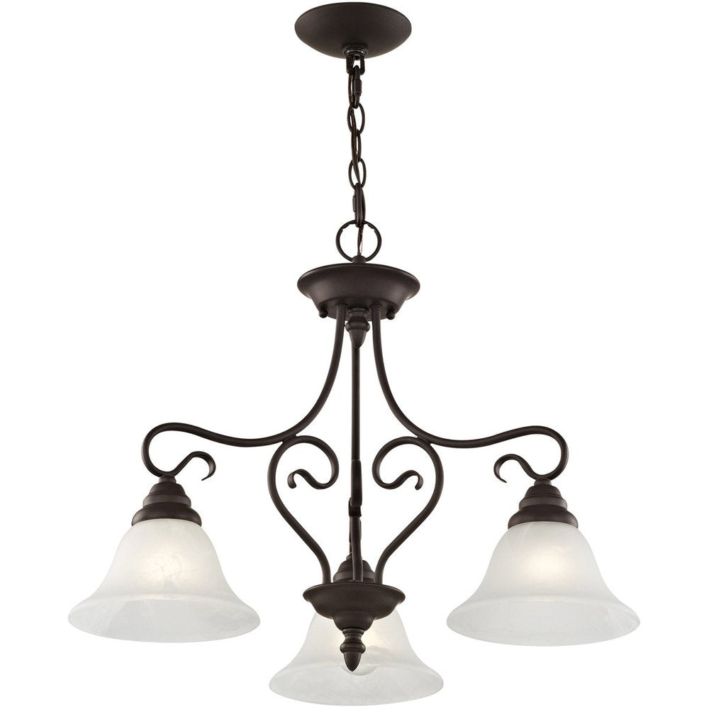 Bronze Three Light Metal Dimmable Chandelier With Shades HomeRoots