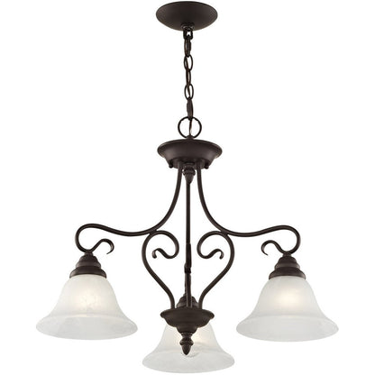 Bronze Three Light Metal Dimmable Chandelier With Shades HomeRoots