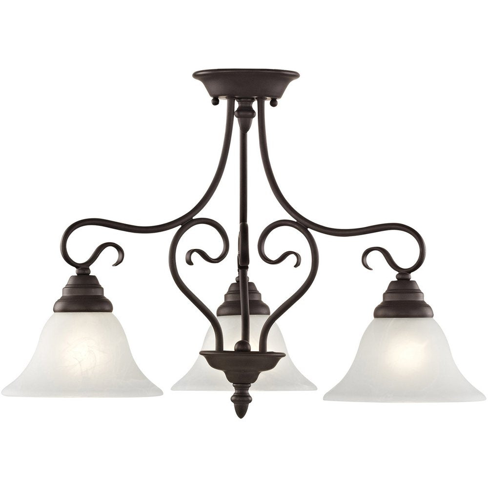 Bronze Three Light Metal Dimmable Chandelier With Shades HomeRoots