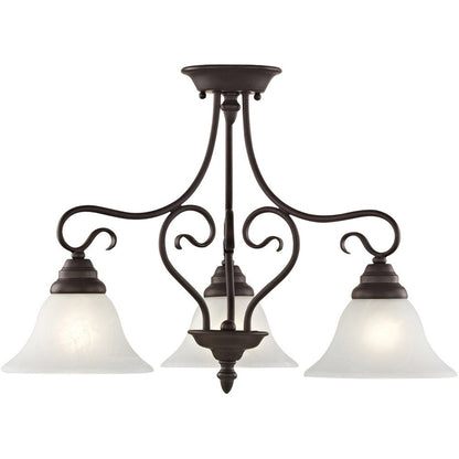 Bronze Three Light Metal Dimmable Chandelier With Shades HomeRoots