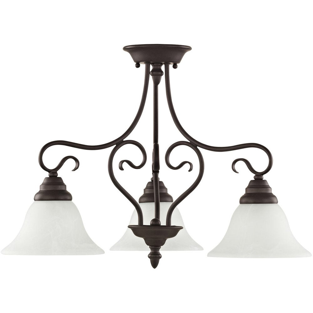 Bronze Three Light Metal Dimmable Chandelier With Shades HomeRoots