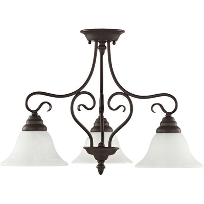 Bronze Three Light Metal Dimmable Chandelier With Shades HomeRoots