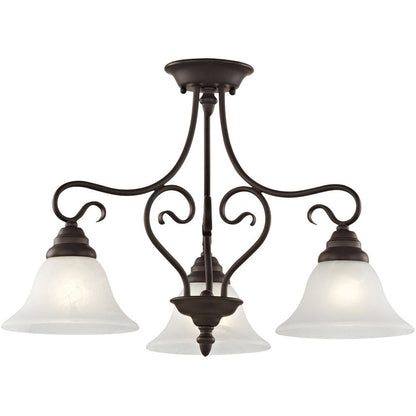 Bronze Three Light Metal Dimmable Chandelier With Shades HomeRoots