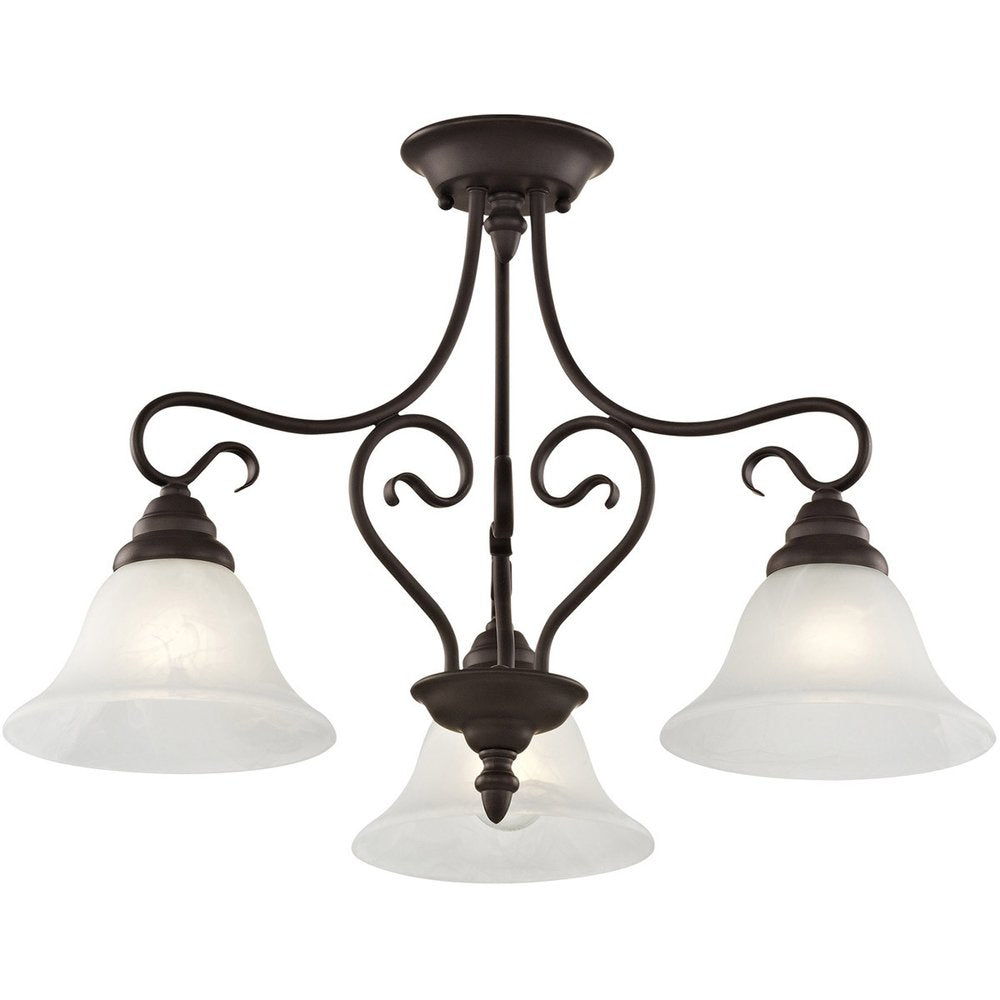 Bronze Three Light Metal Dimmable Chandelier With Shades HomeRoots