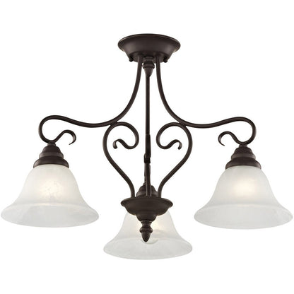 Bronze Three Light Metal Dimmable Chandelier With Shades HomeRoots