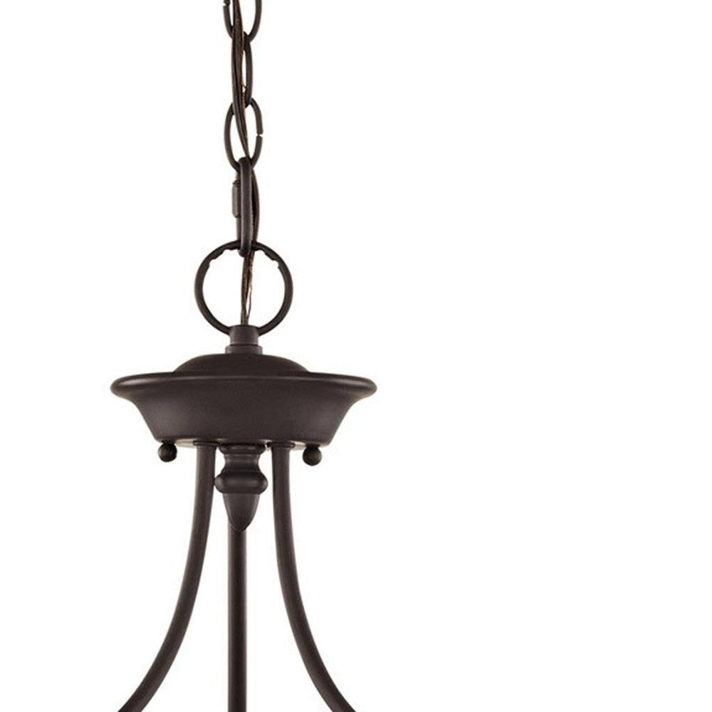 Bronze Three Light Metal Dimmable Chandelier With Shades HomeRoots