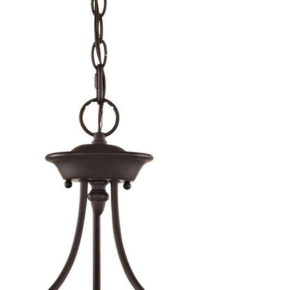 Bronze Three Light Metal Dimmable Chandelier With Shades HomeRoots