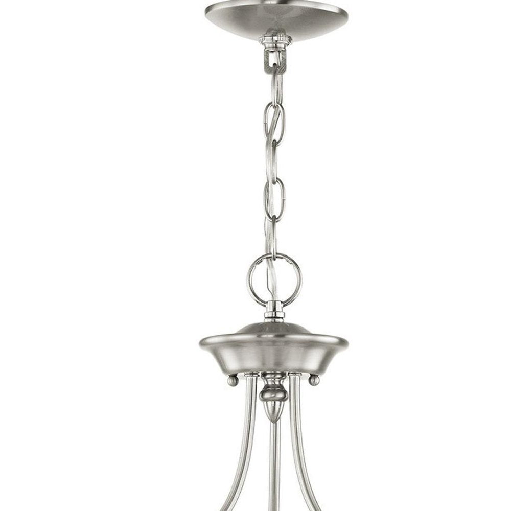 Nickel Three Light Metal Dimmable Chandelier With Shades HomeRoots