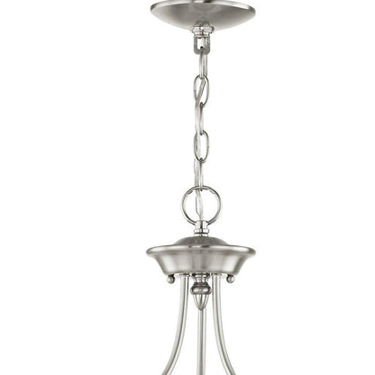 Nickel Three Light Metal Dimmable Chandelier With Shades HomeRoots