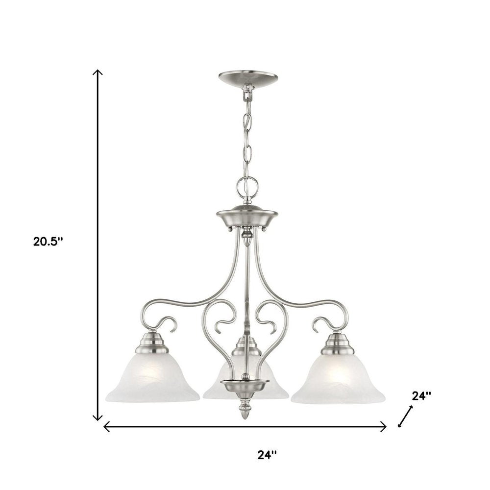 Nickel Three Light Metal Dimmable Chandelier With Shades HomeRoots
