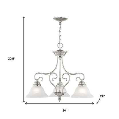 Nickel Three Light Metal Dimmable Chandelier With Shades HomeRoots