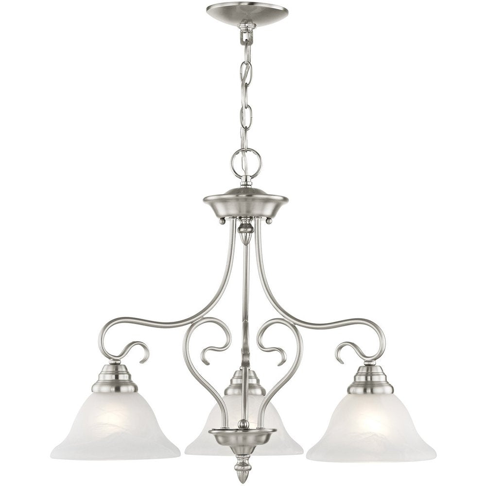 Nickel Three Light Metal Dimmable Chandelier With Shades HomeRoots