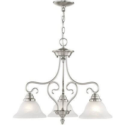 Nickel Three Light Metal Dimmable Chandelier With Shades HomeRoots