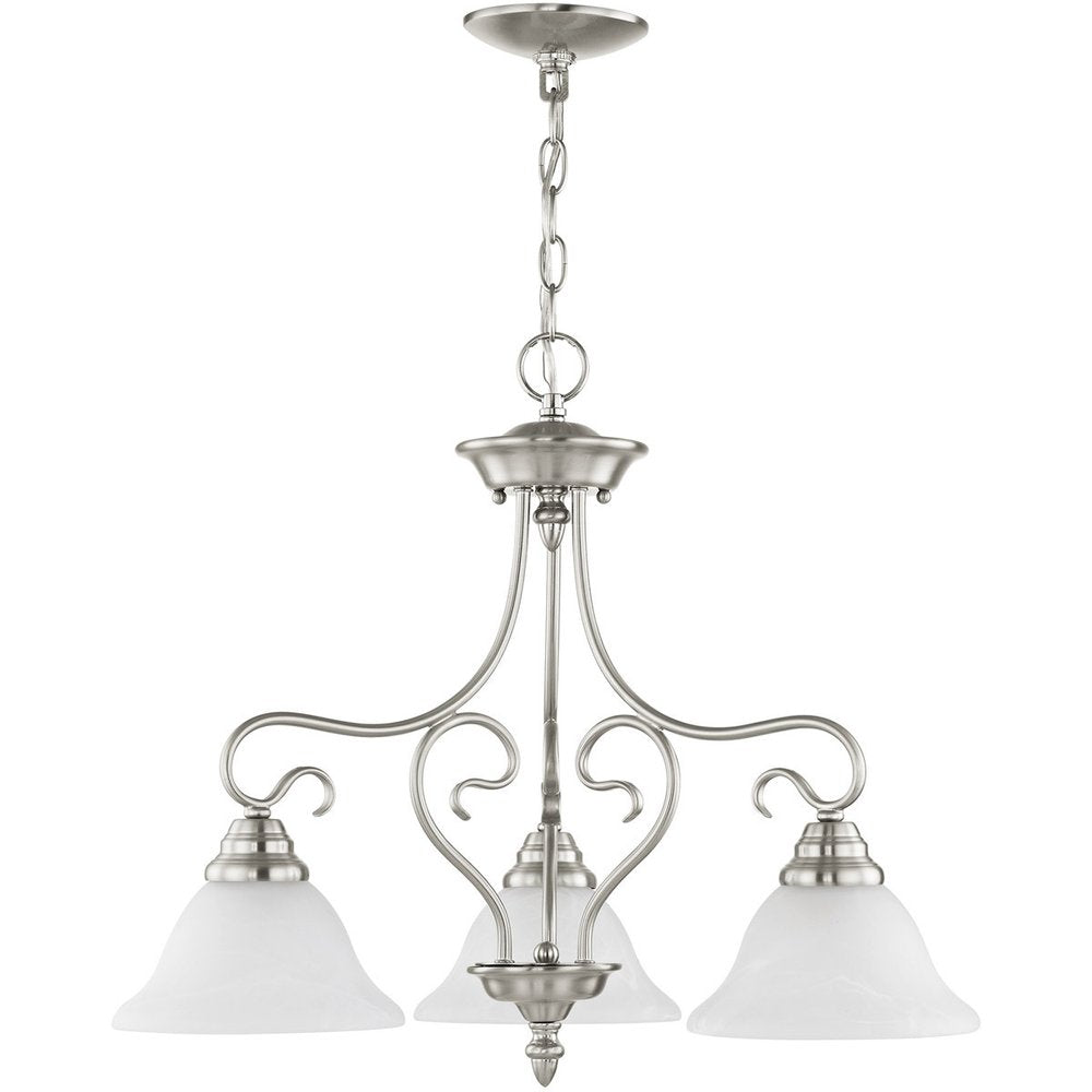 Nickel Three Light Metal Dimmable Chandelier With Shades HomeRoots