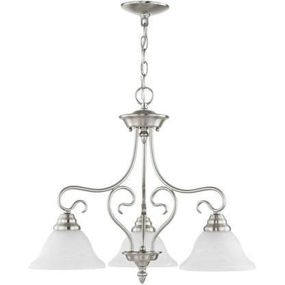 Nickel Three Light Metal Dimmable Chandelier With Shades HomeRoots