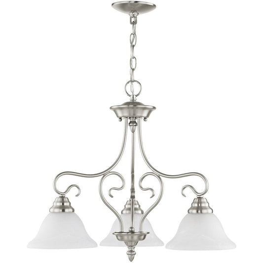 Nickel Three Light Metal Dimmable Chandelier With Shades HomeRoots