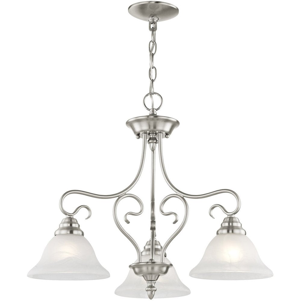 Nickel Three Light Metal Dimmable Chandelier With Shades HomeRoots