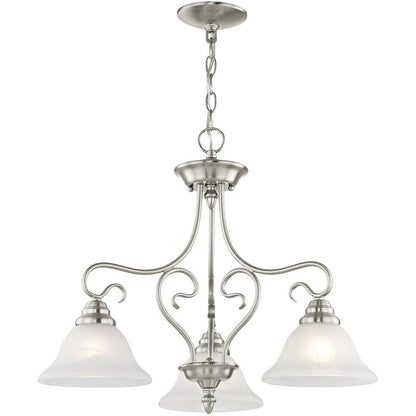 Nickel Three Light Metal Dimmable Chandelier With Shades HomeRoots