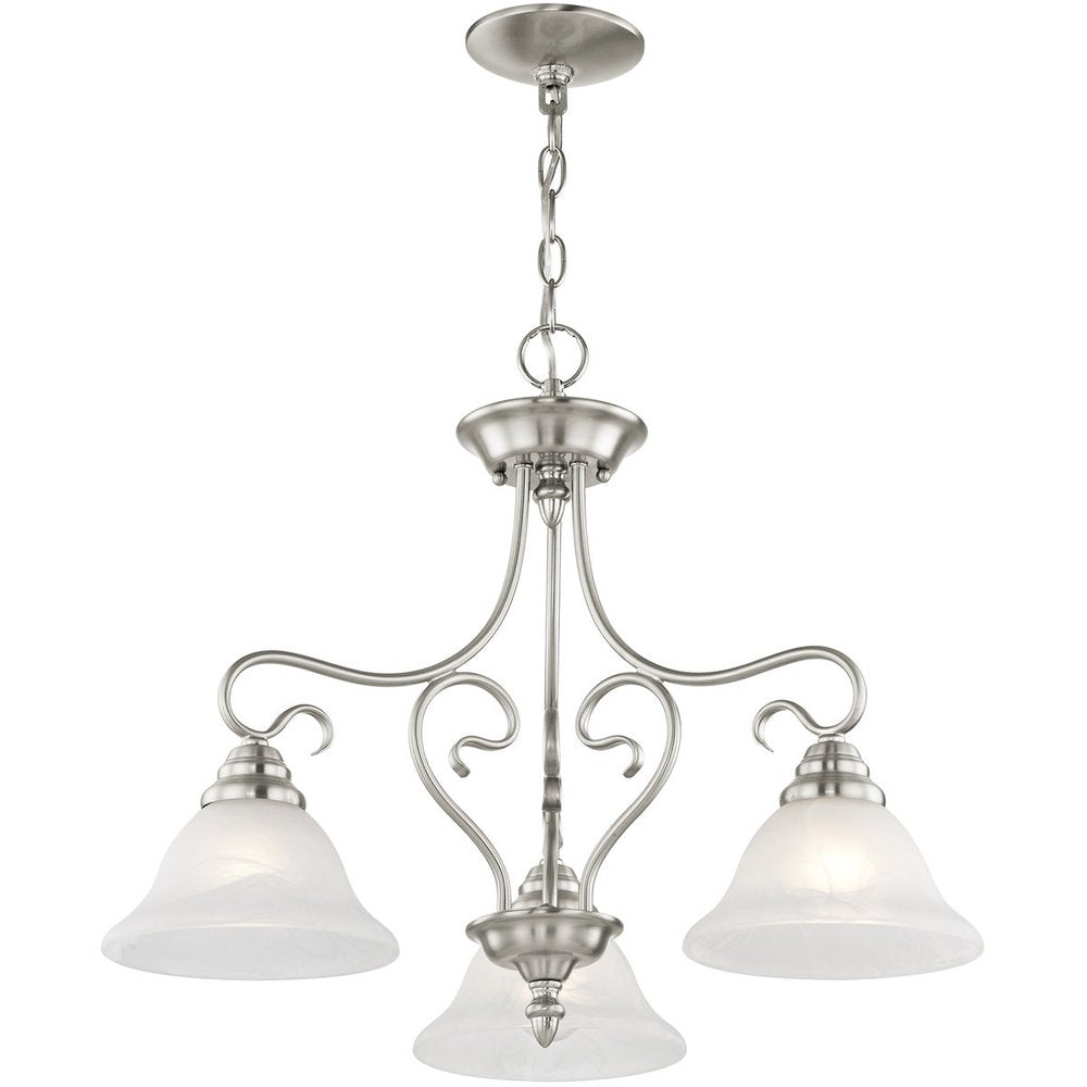 Nickel Three Light Metal Dimmable Chandelier With Shades HomeRoots