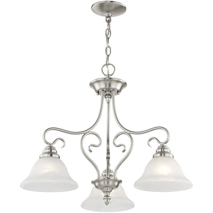 Nickel Three Light Metal Dimmable Chandelier With Shades HomeRoots