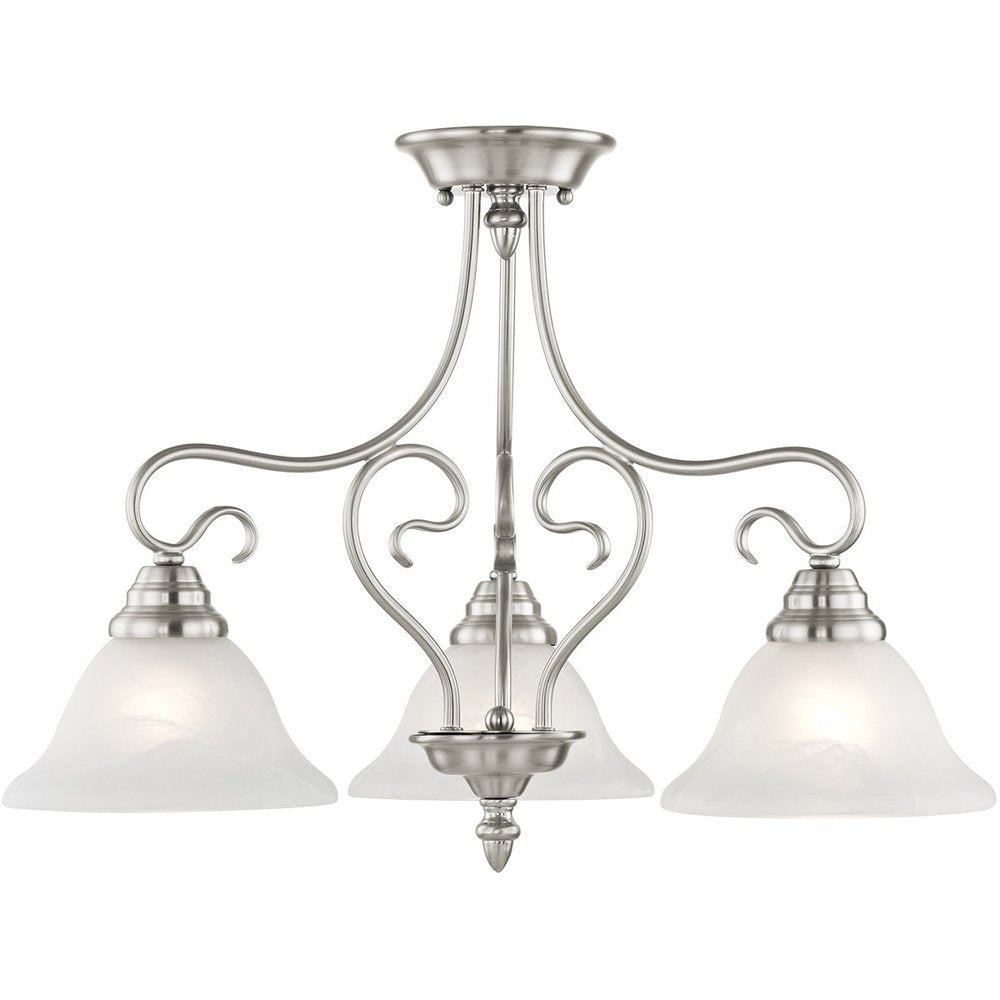 Nickel Three Light Metal Dimmable Chandelier With Shades HomeRoots