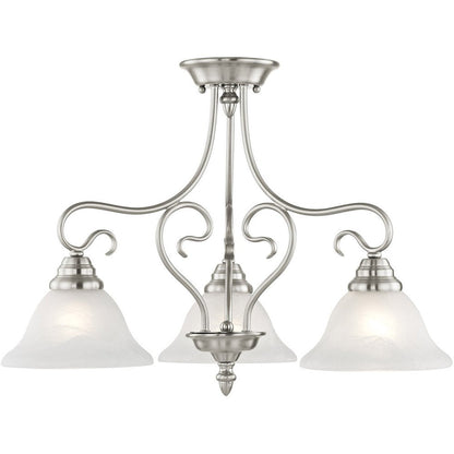 Nickel Three Light Metal Dimmable Chandelier With Shades HomeRoots
