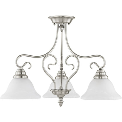 Nickel Three Light Metal Dimmable Chandelier With Shades HomeRoots