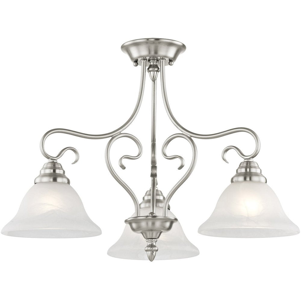 Nickel Three Light Metal Dimmable Chandelier With Shades HomeRoots