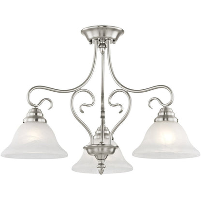 Nickel Three Light Metal Dimmable Chandelier With Shades HomeRoots