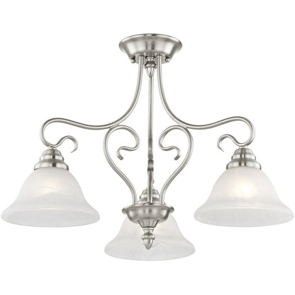 Nickel Three Light Metal Dimmable Chandelier With Shades HomeRoots