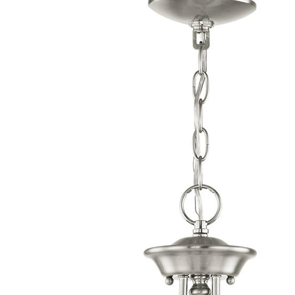 Nickel Three Light Metal Dimmable Chandelier With Shades HomeRoots